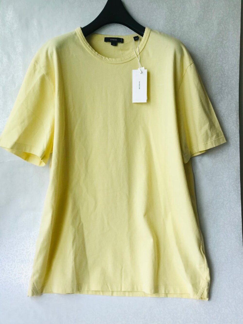 VINCE  Mens T-Shirt Pullover Crew Short Sleeve 100% Cotton Yellow  Sz:L